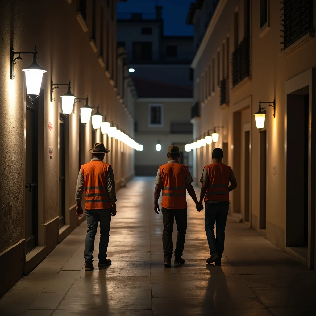 Luminarias en pasillo de almacén con iluminación dirigida